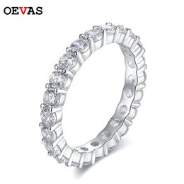 OEVAS 100% 925 argent Sterling scintillant 1 rangée 3mm haute teneur en carbone diamant bagues pour les femmes de qualité supérieure fête bijoux fins 240117