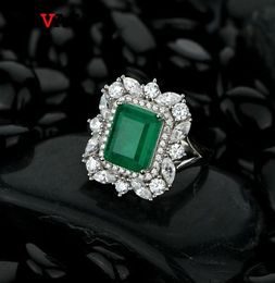 Oevas 100 925 Sterling Synthesis Synthesis Emerald Wedding Anness pour les femmes Sparkling en diamant à haute teneur