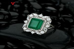 OEVAS 100 925 argent Sterling synthèse émeraude anneaux de mariage pour les femmes scintillant haute teneur en carbone diamant fête bijoux fins cadeaux1439345