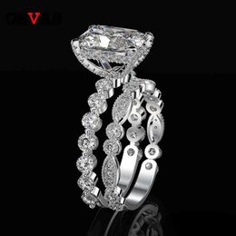 OEVAS 100% 925 anelli di nozze in argento sterling impostati per le donne Sparking creato Moissanite pietra preziosa diamanti fidanzamento gioielleria raffinata2238