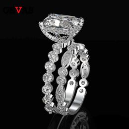 OEVAS-Conjunto de anillos de boda de 100% Plata de Ley 925 para mujer, piedras preciosas de moissanita, diamantes de compromiso, joyería fina, 209w