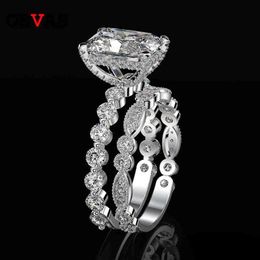 OEVAS 100% 925 Sterling Zilveren Trouwringen Voor Vrouwen Vonken Gemaakt Moissanite Edelsteen Diamanten Engagement Fijne Jewelry240E