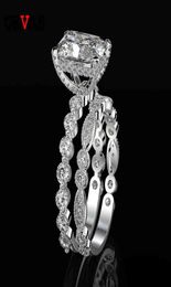 Oevas 100 925 Rings de boda de plata esterlina Juego para mujeres chisporroteando creado Moissanite Gemstone Diamonds Compromiso Joyería fina 5438279