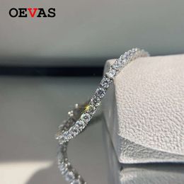 OEVAS 100% Sterling Sier 3 mm High Carbon Diamond Fashion Súper Flash Tennis Pulsera Joya Fina Regalo Al por mayor