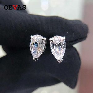 OEVAS classique 100% 925 en argent Sterling poire créée Moissanite pierres précieuses boucles d'oreilles en or blanc boucles d'oreilles bijoux fins entier G0923279r