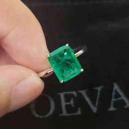 OEVAS Solid 925 Sterling Zilveren Trouwringen voor Vrouwen Sprankelen Emerald Hoge Carbon Diamond Engagement Party Fijne Sieraden Gift Y220223