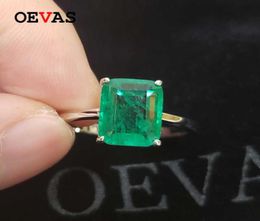 Oevas Solid 925 Sterling zilveren trouwringen voor vrouwen sprankelend Emerald High Carbon Diamond Engagement Party Fine Jewelry Gift7031628