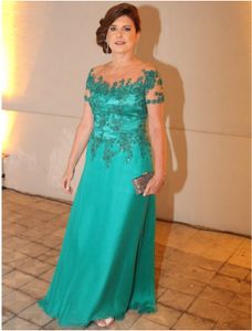 van lange moeder de bruid jurken voor bruiloft 2021 korte mouwen groene applique vrouwen formeel diner kurti vestido de madrinha