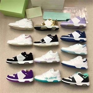 Of Out Office Walking Shoe Designer Femmes Sneakers Couleur mélangée Lace Up Luxury Flat Men Spring Automne Skateboard Chaussures Love White