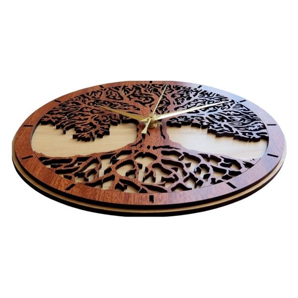 de Sacred Tree Wood Green Life 3D Art Wall Clock Modern New Arrival Hanging Clocks T200601