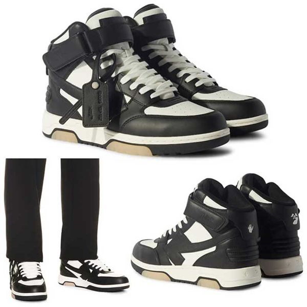 Of Winter New Brand Designer High Top Sneakers Fashion Luxury Men Sports Chaussures Sports avec des flèches noires sur le côté et la tige en cuir pour les femmes Chaussures décontractées Top Quality 35-46