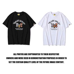 of Year the Ox Limited Fashion Brand Cartoon Printing Couple Street T-shirt à manches courtes