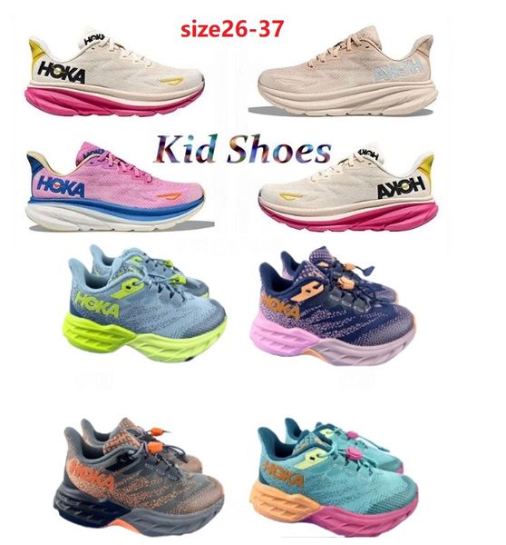 Chaussures pour enfants Designer Hoka Speed Goat 5 Chaussures de course Off Filles Garçons Hokas Clifton 9 Enfants légers et respirants 1 Chaussures de plein air Cloud X Baskets Taille 26-35