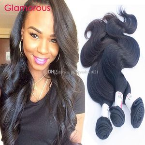 Trame de cheveux péruviens glamour 8-34 pouces vague de corps cheveux humains 3 paquets de haute qualité Extensions de cheveux ondulés brésiliens indiens malaisiens