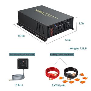 Off Grid Pure Sine Wave Solar Inverter Power 1000W 12V/24V/48V/96V/110V DC tot AC 110V/120V/220V/240V Converter Wired Control