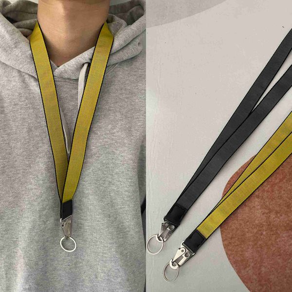 Off Industrial Lanyard Llavero largo correa de nailon amarillo halter moda equipaje colgante unisex marca diseñador hebilla de aleación tallada d3157 NWW1