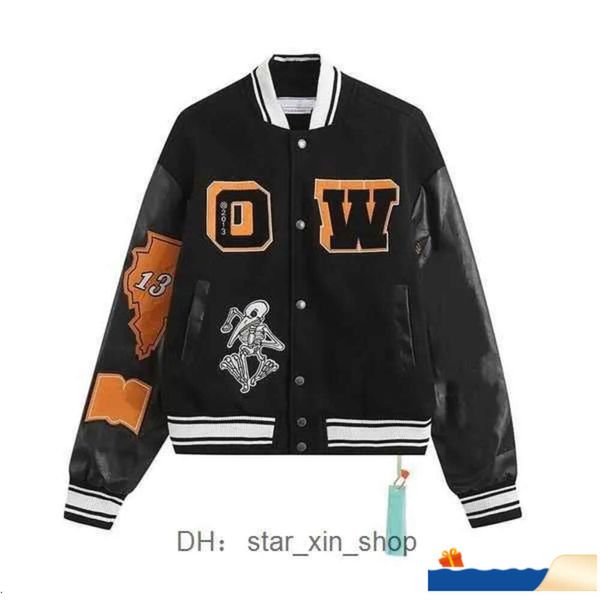 Off Jackets Coupe-vent Varsity Vintage Lâche Long Baseball Hip Hop Harajuku Offs Blanc Lettre Broderie Streetwear Hommes Unisexe Manteaux 5 FKAZ 851 685