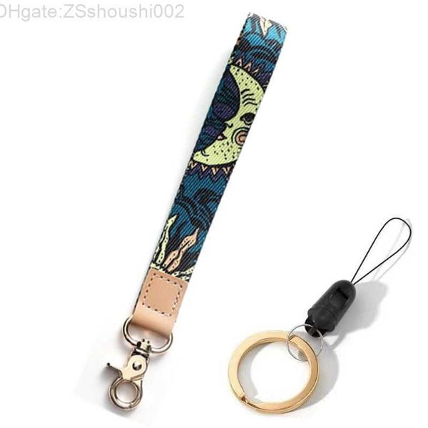 Off Porte-clés Corde suspendue Triangle Motif d'impression Clip à large bande Porte-clés Lanière de téléphone portable Dragonne Anti-perte Bandoulière 37KL