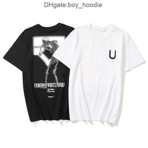 Off heren t-shirts offs witte onregelmatige pijl zomervinger losse casual korte mouw t-shirt voor mannen en vrouwen geprinte letter x op de achterkant 8boj