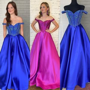 Robe de soirée formelle à épaules dénudées 2k24 Hot Fix Crystal Corset Lady Pageant Prom Cocktail Party Robe Arabie Saoudite Tapis Rouge Piste Drame Hiver Magenta Bleu