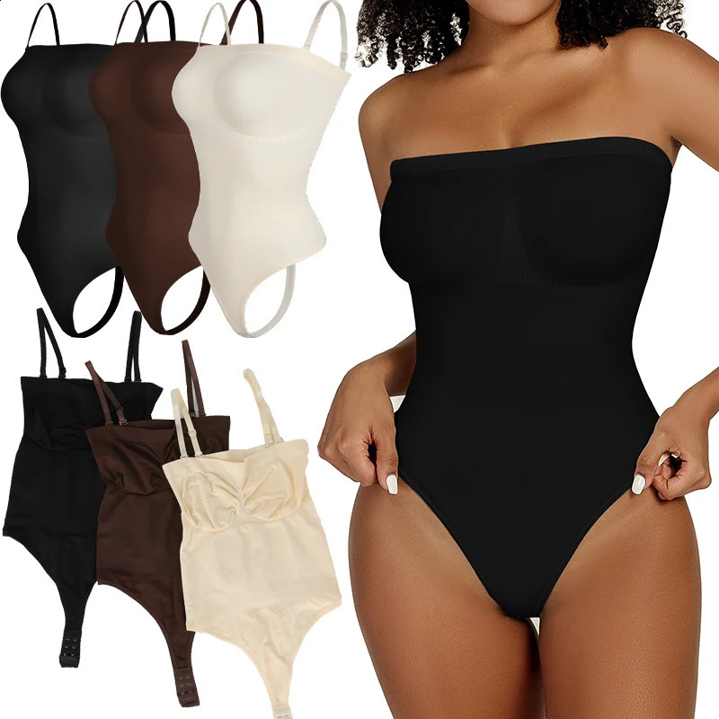Off-shoulder bustier tube top strapless bodysuit dames strings shapewear buikcontrole body shaper taille trainer mager ondergoed 240314