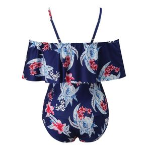 Off-épaule à imprimé floral Swimwwear maternité Femmes de maillot de bain une pièce