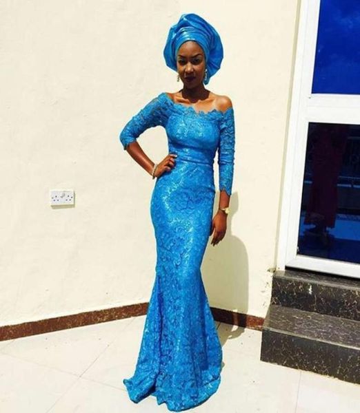 Robes de soirée sirène hors épaule 2017 34 manches longues Blela naija Femmes Robes Africain Fashion Nigérian Style Prom8128679