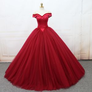 Épaule dénudée Superbe robe de bal Robe de bal Automne Hiver Magnifiques robes de soirée Plis Tulle Satin avec perles à lacets Retour Balayage Train