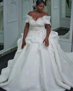 Aso Ebi – robe de mariée trapèze, épaules dénudées, grande taille, avec cristaux perlés, dos croisé, robes de soirée africaines informelles, 2021