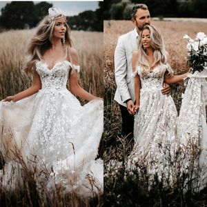 Robes de mariée à épaules dénudées Style campagnard Une ligne Robes de mariée Plus la taille 4 6 8 10 12 14 16 18 20