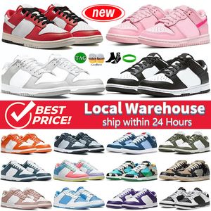 US Stocking Designer hardloopschoenen voor heren Dames Lokaal magazijn Lage sneakers Wit Zwart Panda Rose Whisper Cacao Wow Archeo Roze Heren Dames Sport Trainers Maat 36-45