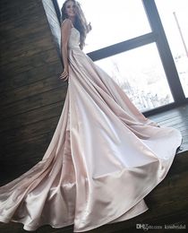 Off magnifique élégant les robes d'épaule en dentelle en satin une robe de mariée en ligne robes nuptiales