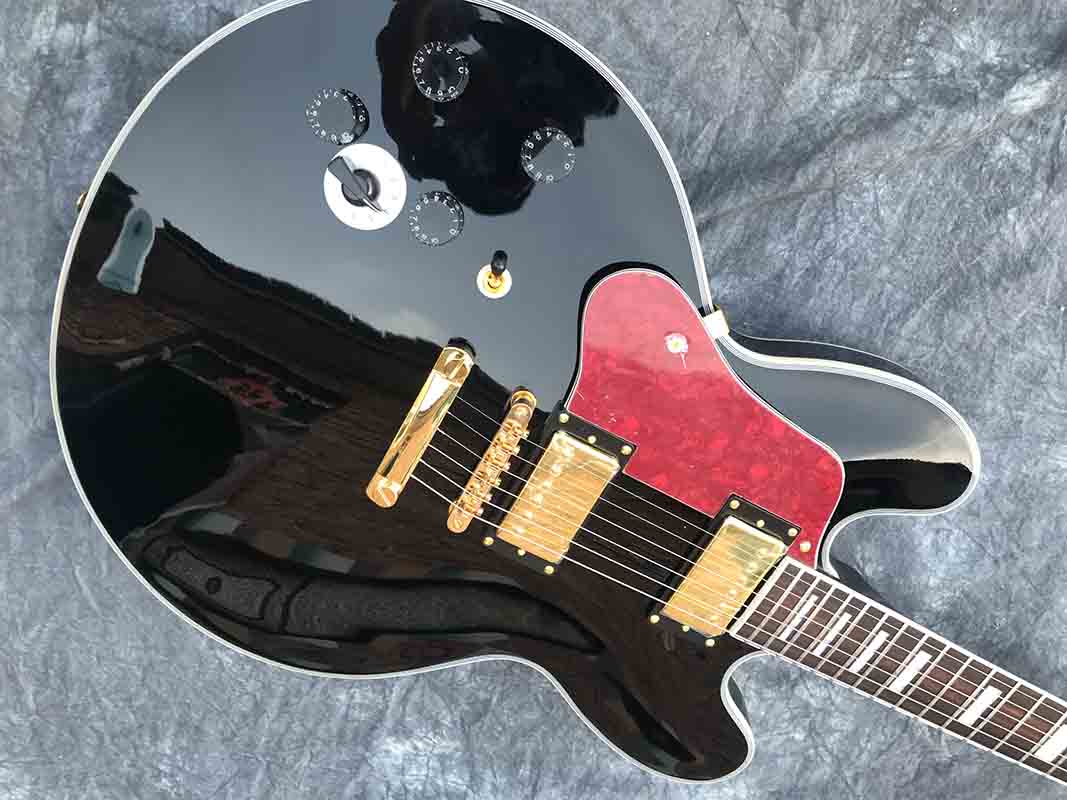 Off-the-shelf -electric guitar Left Hand BBking Electric Guitar Holeless Half Hollow Body jazz guitar