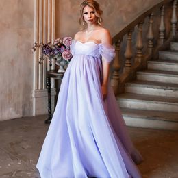 Van de schouder prom jurken voor zwangere vrouwen 2022 elegante moederschap photoshoot jurk stijlvolle lange boho baby shower toga's