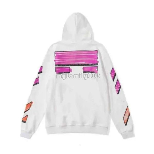 Off Hoodie White Classic Pullover Designer Mens Hoody Sweat à capuche Stripe White White Sweatshirts en coton Pullover Sweatshirt Long Sportswear Sportswear Couple Tracksuit 13