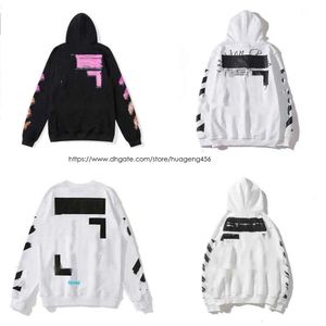 Off White Sweat-swetshirts Sweats Sweats Trendy Fashion Poupteur peint Crow Crow Stripe Loose Sweat à capuche et T-shirts pour femmes au large des sweats à capuche Whitehoodie