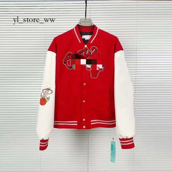 Off White Jacket Varsity Jacket Mens Designer Off White Coupe-vent Vintage Loose Long Baseball Off White Sweat à capuche Hip Hop Gceo 3410