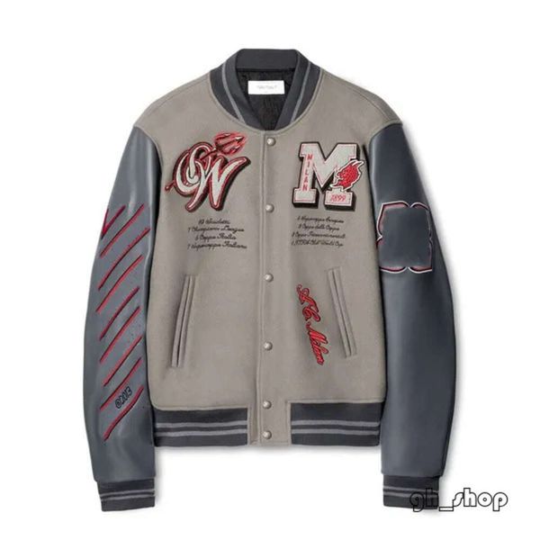 Off White Mens Jacket Varsity Jacket Vestes pour hommes de haute qualité Manteau de mode chaud Off Vestes Veste de créateur pour hommes Vintage Lâche Long Baseball Off Sweat à capuche 8228