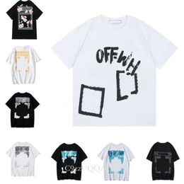 Off White Camisa Off White e Womens T Shirt Designers Offs Roupas Loose Tees Tops Homem Casual Rua Graffiti Camisa Moletom Manga Curta 798