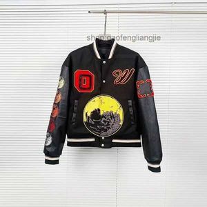 Off White Varsity Chaqueta Cortavientos Vintage Suelto Largo Béisbol Hip Hop Harajuku Offs Letra Bordado Streetwear G4V5 2GQI PZZS