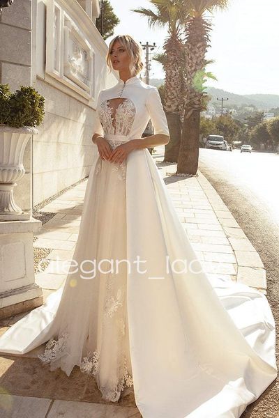 Robes de mariée blanc cassé avec Cape tachée deux pièces dentelle appliquée avec Corset princesse église jardin robe de mariée tenue