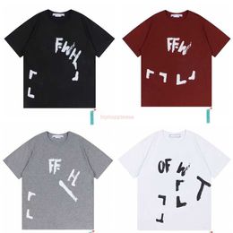 Offes T Shirt 2324 Camiseta de diseñador para hombre Camisetas Camiseta Estilo Moda Moda Suéter Pintado Flecha Manga corta Transpirable Moda para hombre Tops Lujos Streetwear L