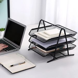 Office A4 Paper Desk Organizer Document File Letter Book Brochure Filling Tray Rack Shelf Metal Wire Mesh Storage Holder 240105