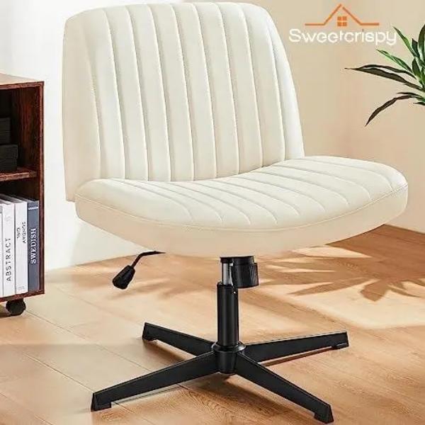 Office Computer Desk Chair Adjustable, Swiveling, Ultra-Soft Microfiber, Lumbar Support Black and white