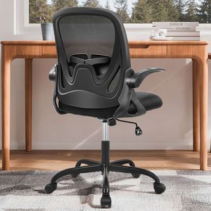 Bureau ergonomique avec support lombaire et hauteur réglables, chaise d'ordinateur pivotante en maille respirante avec accoudoirs rabattables pour salle de conférence