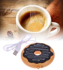 Kantoorgadgets Giant Donut Cup Warmer Cute Cookie Mok Warm Coaster Tea Coffee Drankje USB aangedreven verwarming Koekbladen Pad2022730