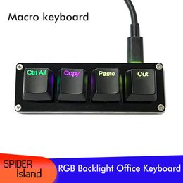 Clavier de bureau Mini copier coller couper multifonction rétro-éclairage rvb 4 touches LED Macro clavier programmable personnalisé pour Windows MacOS