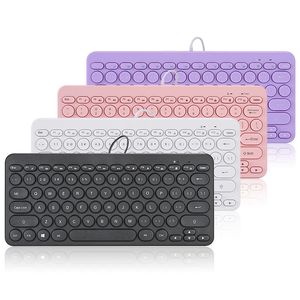 Clavier de bureau petites pièces rondes rétro clavier filaire USB universel mince et Portable