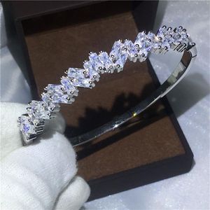 Office Lady Baguette Manchet Bruidsarmband Diamond S925 Silver Filled Engagement Bangle voor vrouwen bruiloft Jewelry306z