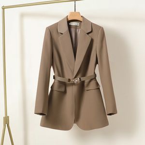 Bureau dame à manches longues solide Blazer manteau de haute qualité printemps automne élégant femmes vestes col cranté simple boutonnage Blazer 2XX0A